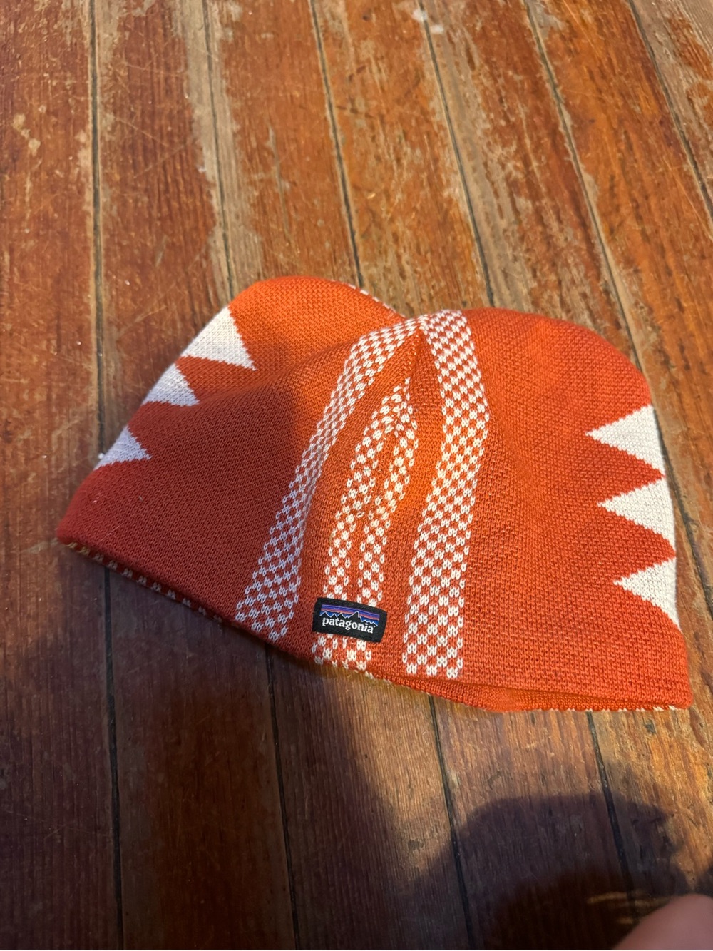 Patagonia Kids Orange and White Knit Beanie